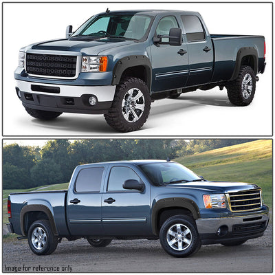 Pocket Style Black Fleetside Fender Flares<br>07-13 GMC Sierra 1500 2500HD 3500HD