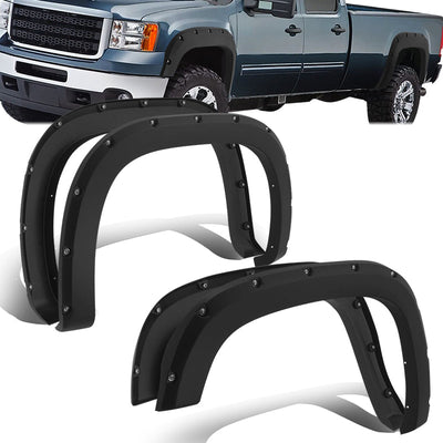 Pocket Style Black Fleetside Fender Flares<br>07-13 GMC Sierra 1500 2500HD 3500HD