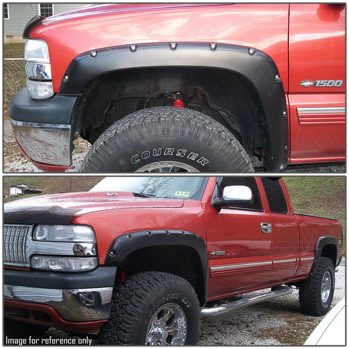 D-Motoring - Fender Flares - 3 in. - 78.7 in./97.6 in. Bed - Textured - Pocket-Riveted - Chevy Silverado / GMC Sierra - 2