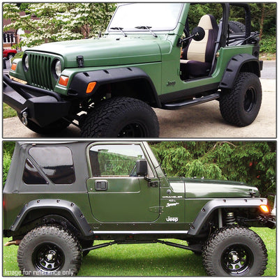 D-Motoring - Fender Flares - 7 in. - Textured - Pocket-Riveted - Jeep Wrangler - 7