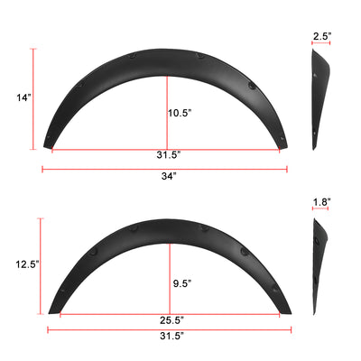 D-Motoring - Fender Flares - 1.8 in.F/2.5 in.R - Pocket-Riveted - Most Rear Wheel Drive Vehicles - 6