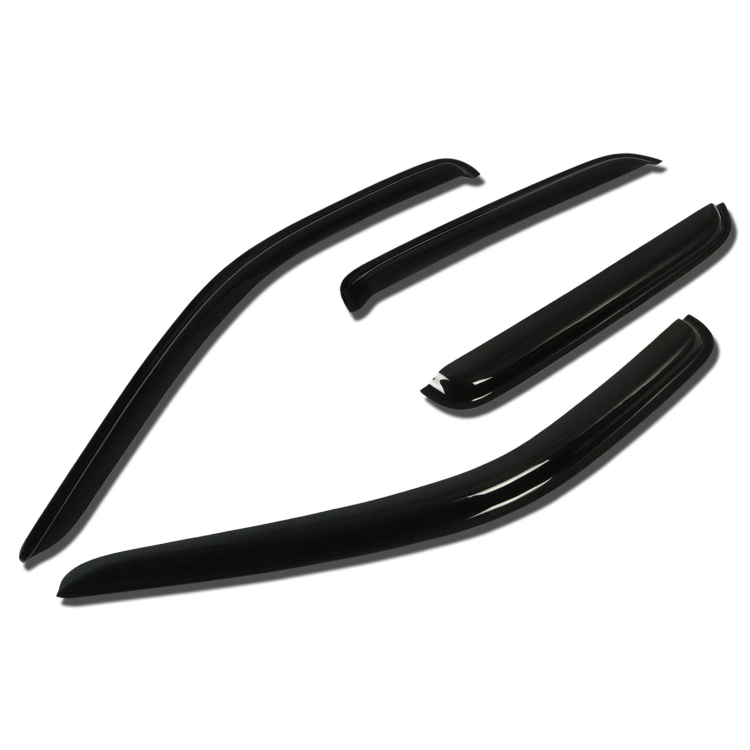 D-Motoring - Wind Deflectors - W/ 3M Adhesive Tape - Smoked - Acrylic - 4 Pcs - 05-10 Dodge Dakota Quad Cab - 1