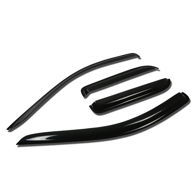 D-Motoring - Wind Deflectors - W/ 3M Adhesive Tape - Smoked - Acrylic - 4 Pcs - Dodge RAM 1500 / 2500 / 3500 Quad Cab - 1