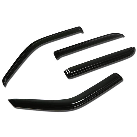 D-Motoring - Wind Deflectors - W/ 3M Adhesive Tape - Smoked - Acrylic - 4 Pcs - 01-03 Ford F-150 Super Crew Cab - 1