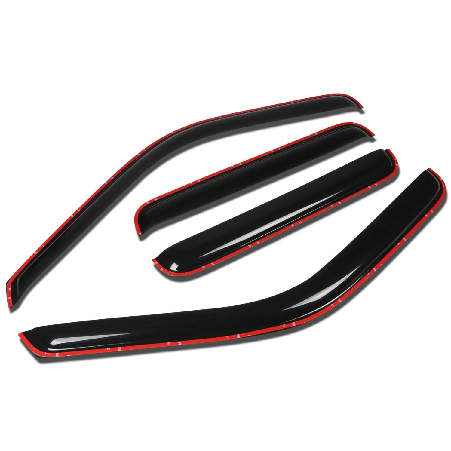 D-Motoring - Wind Deflectors - W/ 3M Adhesive Tape - Smoked - Acrylic - 4 Pcs - Ford F-250 / 350 / 450 / 550 Super Duty Super Crew Cab - 1