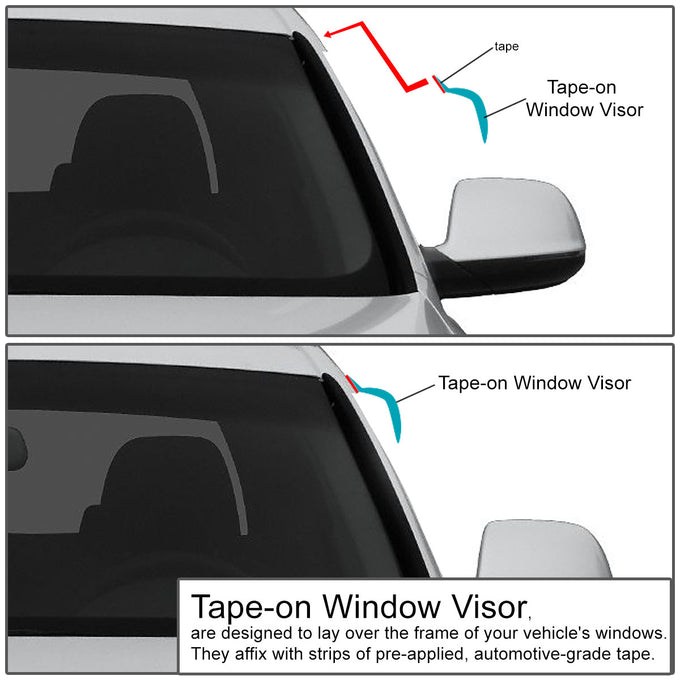 D-Motoring - Wind Deflectors - W/ 3M Adhesive Tape - Smoked - Acrylic - Pair - 93-98 Volkswagen Golf 4-Door / Jetta 4-Door - 2