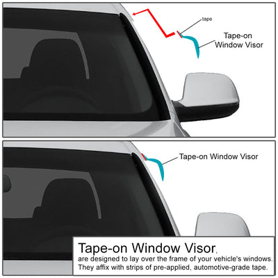 D-Motoring - Wind Deflectors - W/ 3M Adhesive Tape - Smoked - Acrylic - 4 Pcs - 01-04 Toyota Tacoma Double Cab - 2