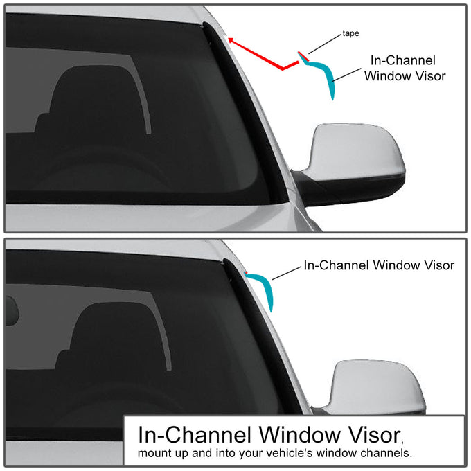 D-Motoring - Wind Deflectors - W/ 3M Adhesive Tape - Smoked - Acrylic - 4 Pcs - Chevy silverado 1500 / 2500 / 3500 / Sierra 1500 / 2500 / 3500 Screw Cab - 3