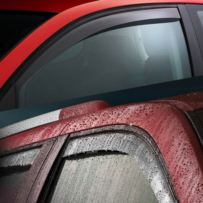 D-Motoring - Wind Deflectors - W/ 3M Adhesive Tape - Smoked - Acrylic - 4 Pcs - Dodge RAM 1500 / 2500 / 3500 Quad Cab - 4