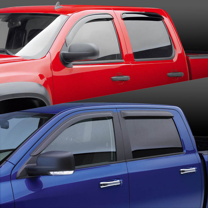 D-Motoring - Wind Deflectors - W/ 3M Adhesive Tape - Smoked - Acrylic - 4 Pcs - 01-04 Toyota Tacoma Double Cab - 5