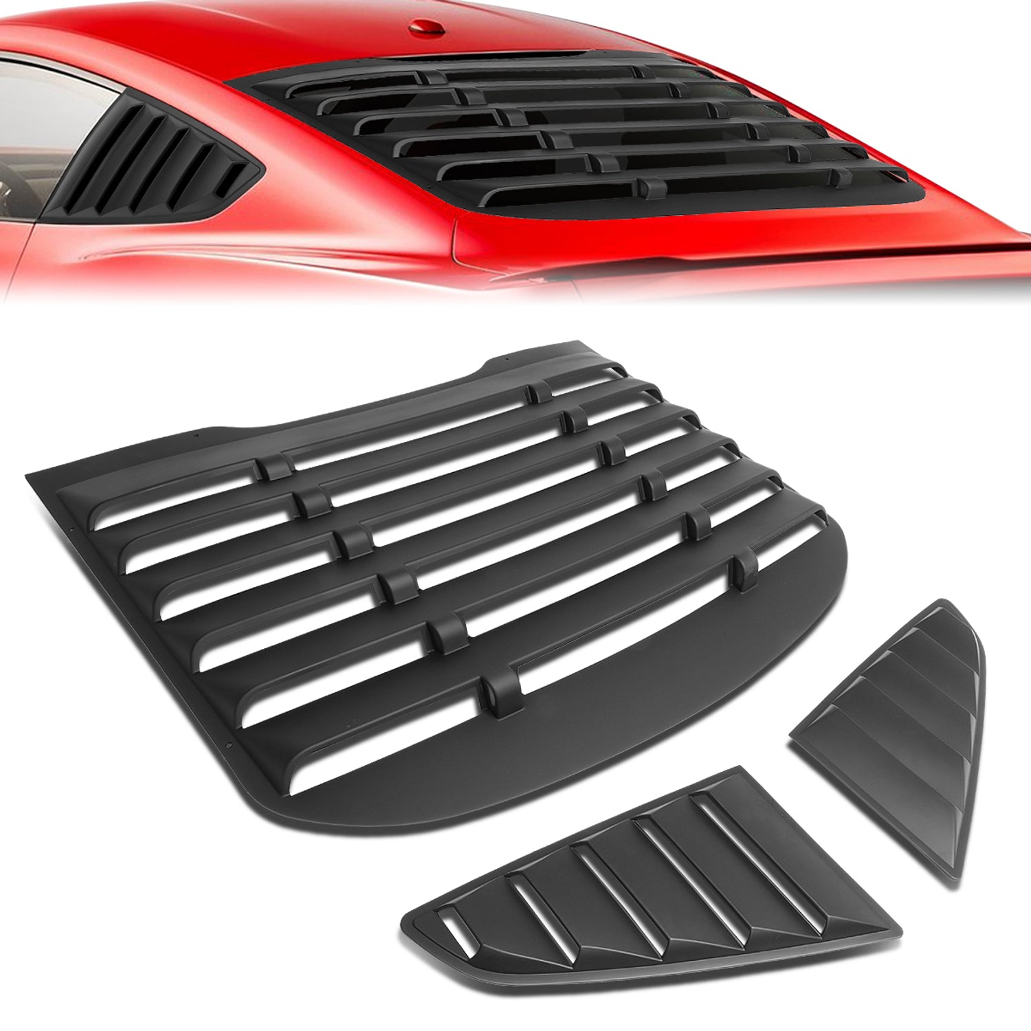Rear Quarter Side Window Louvers<br>15-18 Ford Mustang Coupe