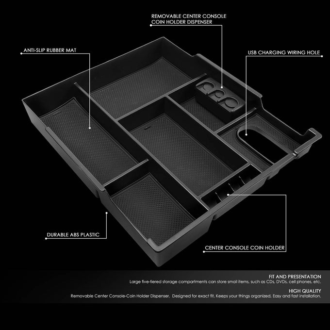 D-Motoring - 14-19 Toyota Tundra Center Console Organizer Tray - Removable - ABS plastic - 2