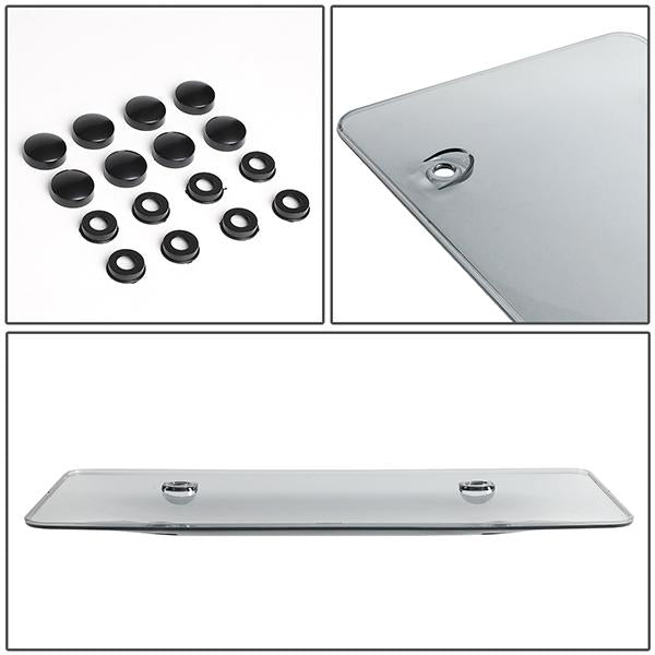 Universal License Plate Cover Shields - Front Rear - Heavy Duty - Acrylic Bubbled - Smoked - Pair - ZTL-Y-0051 - 4