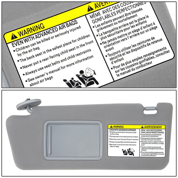 Medium Grey Driver Side Sun Visor w/ Mirror<br>05-11 Toyota Tacoma