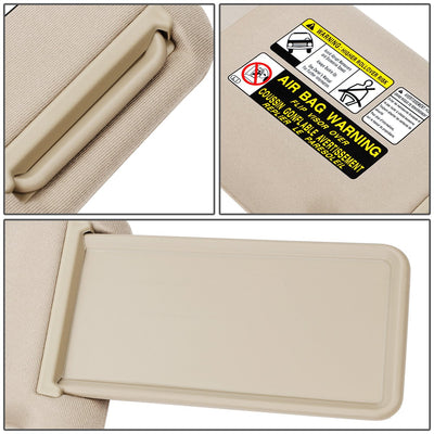 Beige Driver Side Sun Visor w/ Mirror<br>05-15 Toyota Tacoma Double Cab (Crew Cab)