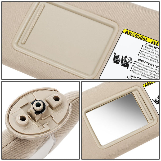 Beige Driver Side Sun Visor w/ Mirror<br>05-15 Toyota Tacoma Double Cab (Crew Cab)