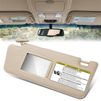Beige Driver Side Sun Visor w/ Mirror<br>05-15 Toyota Tacoma Double Cab (Crew Cab)