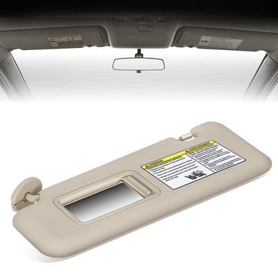 Beige Tan Driver Side Sun Visor w/ Mirror<br>10-13 Toyota Highlander