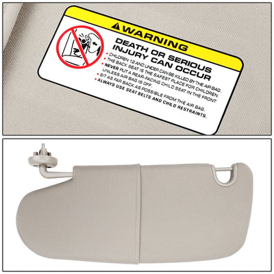 Gray Driver Side Sun Visor<br>06-08 Dodge Ram 1500, 09-10 2500 3500