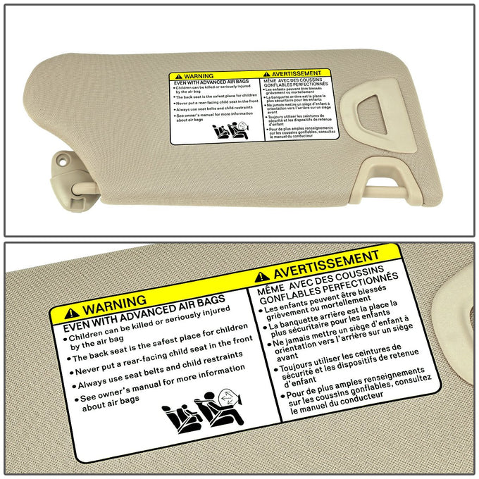 Beige Driver Side Sun Visor w/ Lighted Mirror<br>13-18 Nissan Altima