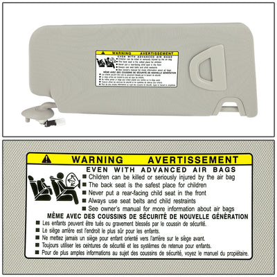 Warm Grey Driver Side Sun Visor w/ Lighted Mirror<br>08-10 Honda Accord, 10-11 Crossstour