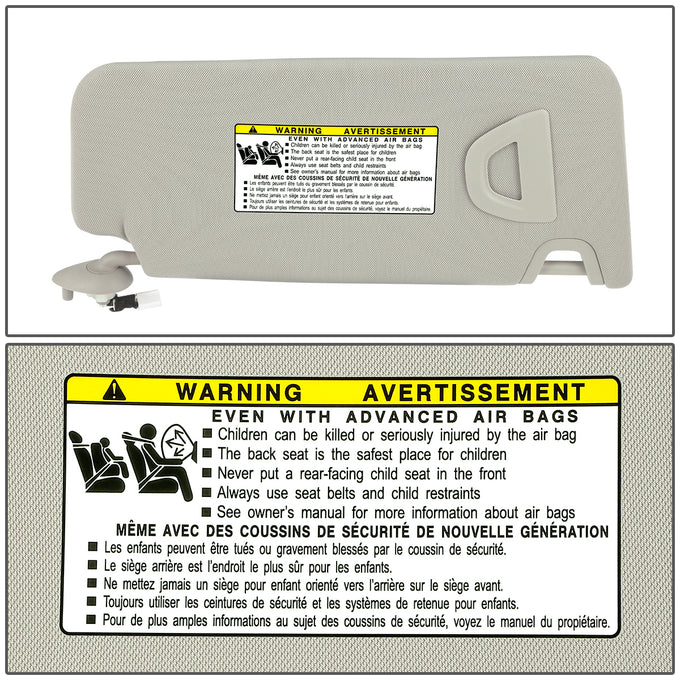 Warm Grey Driver Side Sun Visor w/ Lighted Mirror<br>08-10 Honda Accord, 10-11 Crossstour