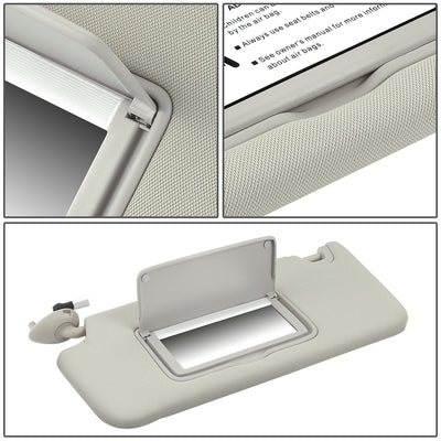 Warm Grey Driver Side Sun Visor w/ Lighted Mirror<br>08-10 Honda Accord, 10-11 Crossstour
