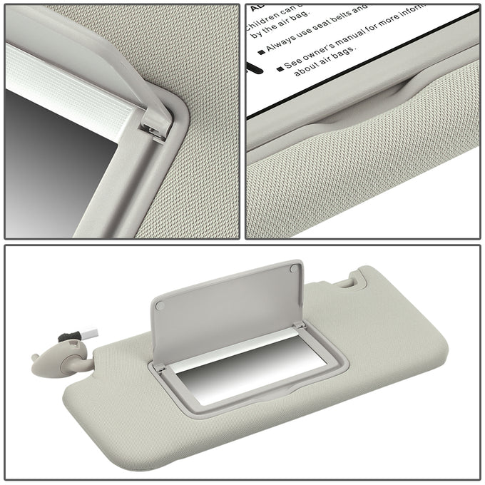Warm Grey Driver Side Sun Visor w/ Lighted Mirror<br>08-10 Honda Accord, 10-11 Crossstour