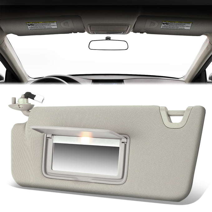 Warm Grey Driver Side Sun Visor w/ Lighted Mirror<br>08-10 Honda Accord, 10-11 Crossstour