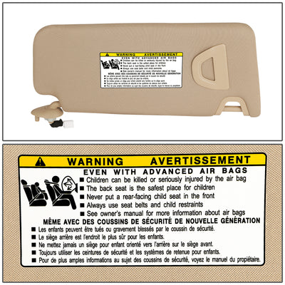 Tan Driver Side Sun Visor w/ Lighted Mirror <br> 08-12 Honda Accord