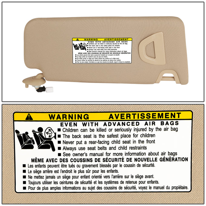 Tan Driver Side Sun Visor w/ Lighted Mirror <br> 08-12 Honda Accord