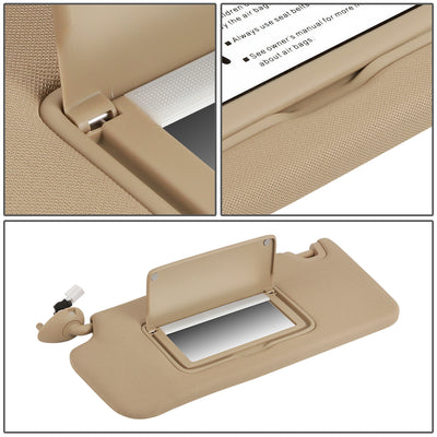 Tan Driver Side Sun Visor w/ Lighted Mirror <br> 08-12 Honda Accord