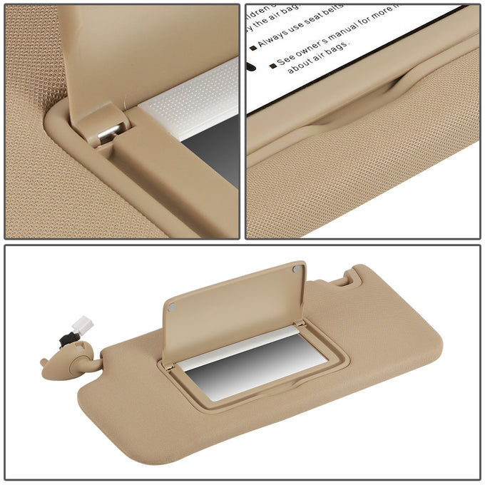 Tan Driver Side Sun Visor w/ Lighted Mirror <br> 08-12 Honda Accord