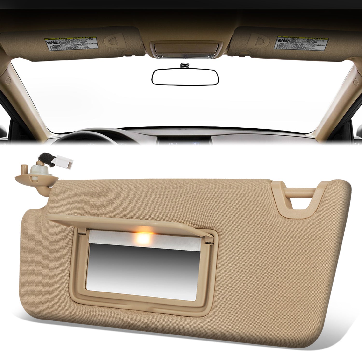 Tan Driver Side Sun Visor w/ Lighted Mirror <br> 08-12 Honda Accord