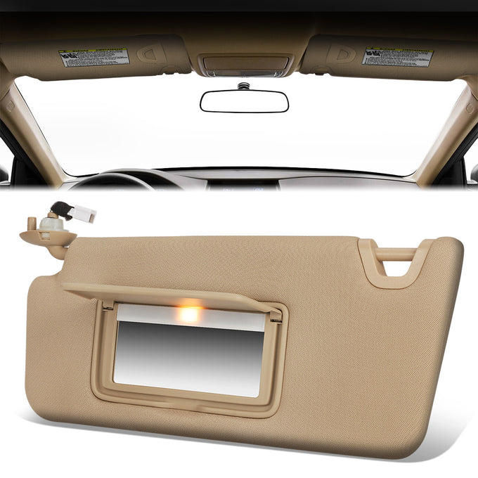 Tan Driver Side Sun Visor w/ Lighted Mirror <br> 08-12 Honda Accord