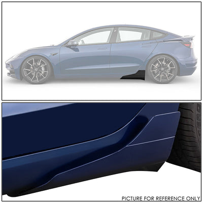 Pair Matte Black Rear Door Side Skirt Panel Splitters<br>17-22 Tesla Model 3
