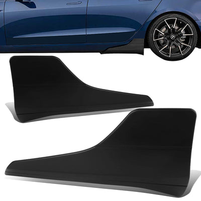 Pair Matte Black Rear Door Side Skirt Panel Splitters<br>17-22 Tesla Model 3