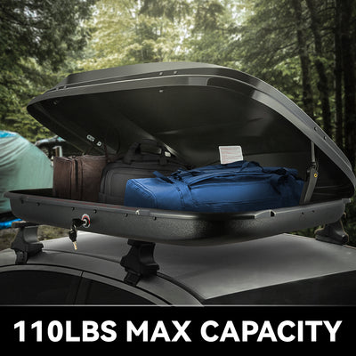 Glossy Roof Cargo Carrier Travel Storage Box with Lock<br>Fits model w/ Roof Rails Only