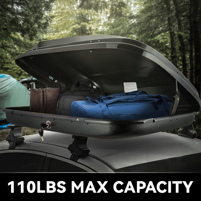 Glossy Roof Cargo Carrier Travel Storage Box with Lock<br>Fits model w/ Roof Rails Only